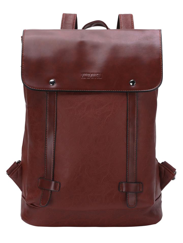Shein Front Flap Snap Button Closure Brown Backpack