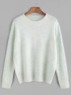 Shein Pale Green Drop Shoulder Jersey Sweater