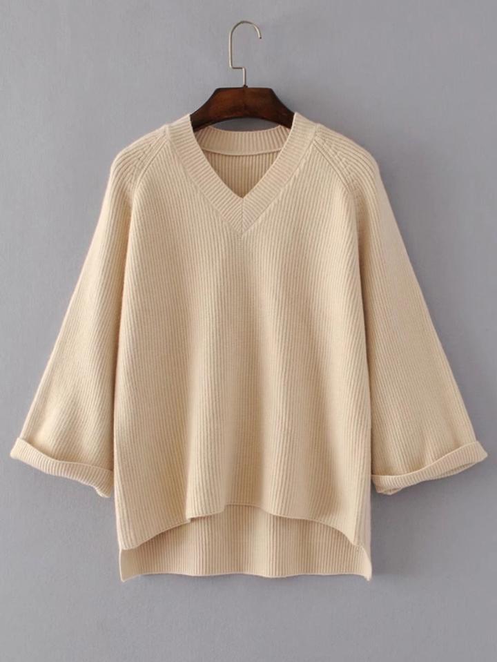 Shein Raglan Sleeve High Low Knitwear