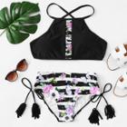 Shein Flower Print Tassel Bikini Set