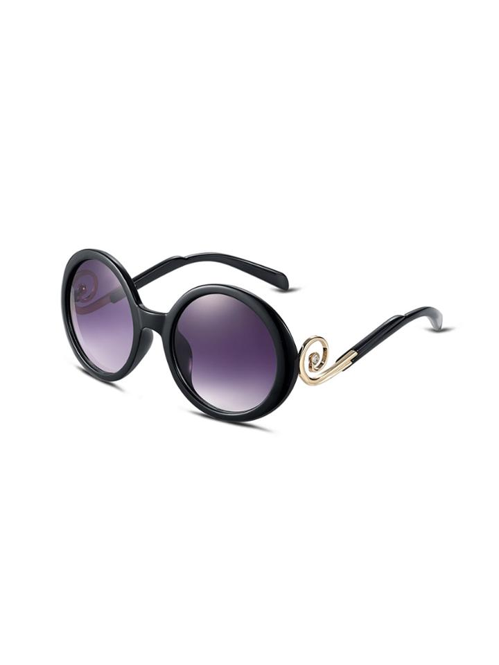 Shein Black Frame Swirl Arm Round Lens Sunglasses