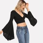 Shein Exaggerate Bell Sleeve Wrap Top