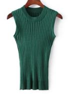 Shein Green Crew Neck Rib Slim Sweater Tank