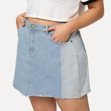 Shein Plus Two Tone Raw Hem Denim Skirt