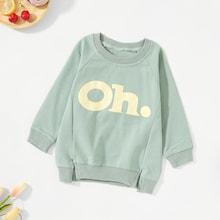 Shein Toddler Boys Letter Print Slit Hem Sweatshirt