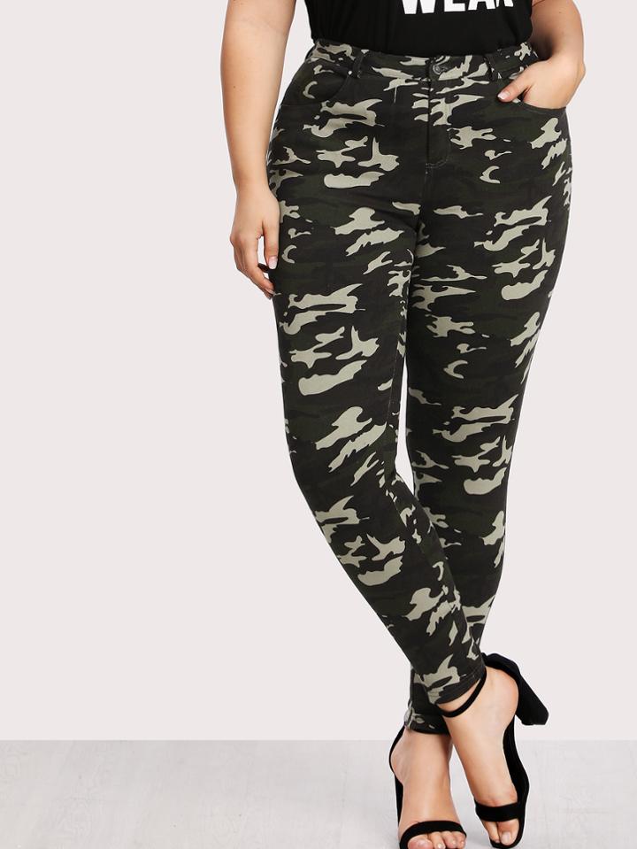 Shein Camo Print Skinny Pants