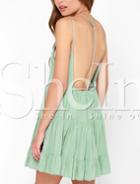 Shein Green Aqua Spaghetti Strap Backless Dress