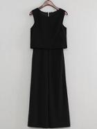 Shein Black Sleeveless Zipper Back Wide Leg Jumpsuit