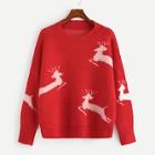 Shein Plus Christmas Drop Shoulder Elk Sweater