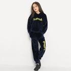 Shein Girls Velvet Letter Print Hoodie With Pants