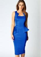 Rosewe Ol Charming Empire Waist With Frill Blue Straight Dress