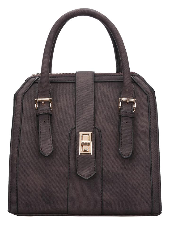 Shein Dark Grey Buckle Denim Texture Tote Bag