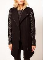 Rosewe Vogue Zipper Fly Long Sleeve Turndown Collar Black Trench Coat