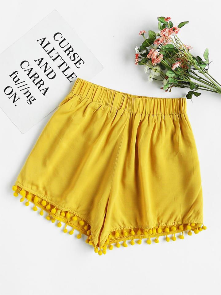 Shein Pom Pom Hem Shorts
