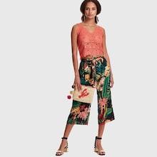 Shein Tropical Print Self Belted Pants