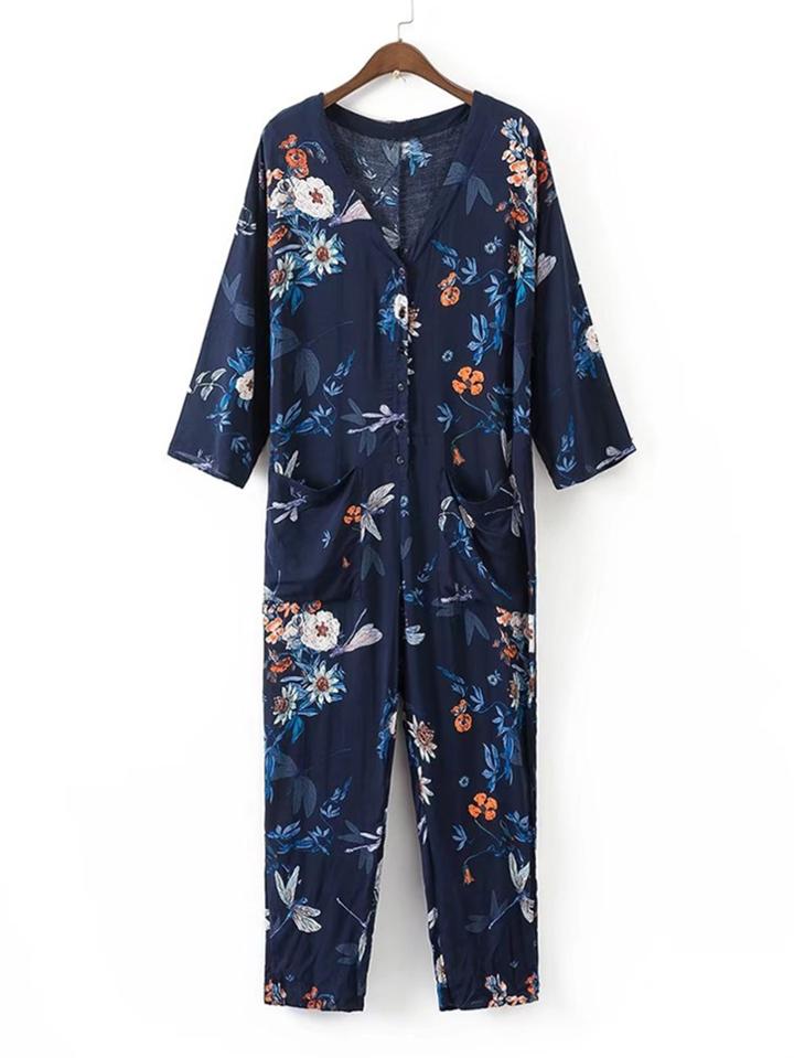 Shein Button Up Front Pocket Jumpsuit