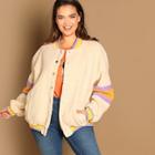 Shein Plus Drop Shoulder Button Up Teddy Jacket
