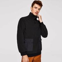 Shein Men Half Placket Flap Pocket Detail Pullover Jacket