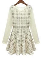Rosewe Charming Empire Waist A Line Dress With Plaid Splicing