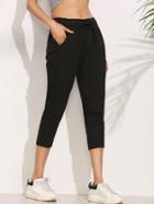 Shein Black Elastic Waist Peg Pants