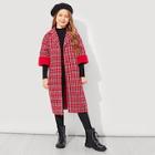 Shein Girls Plaid Button Up Coat