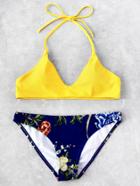 Shein Botanical Print Mix And Match Bikini Set