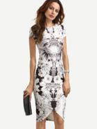 Shein Multicolor Floral Short Sleeve Sheath Dress