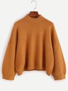 Shein Khaki Mock Neck Jersey Crop Sweater