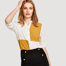 Shein Single Breasted Cut And Sew Shirt