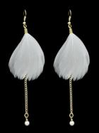 Shein Boho Style White Color Feather Long Chain Earrings