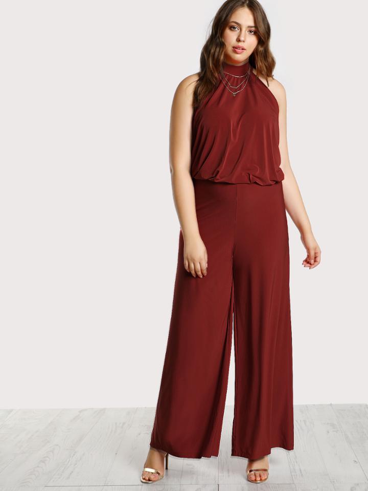 Shein Back Tie Halter Neck Jumpsuit