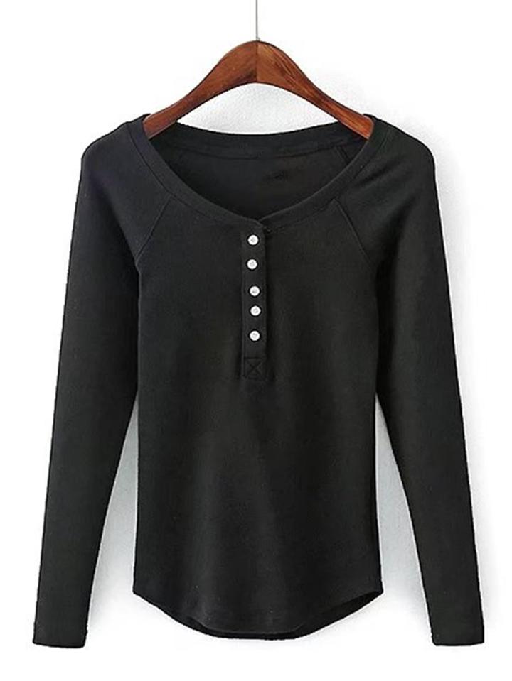 Shein Raglan Sleeve Dolphin Hem Button Top