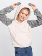 Shein Contrast Raglan Sleeve Eared Fuzzy Pajama Hoodie
