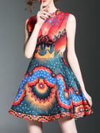Shein Flowers Jacquard Beading A-line Dress