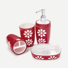 Shein Flower Print Bath Accessories Set 4pcs