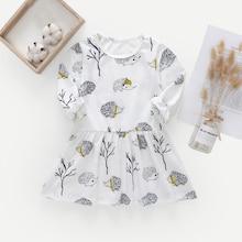 Shein Toddler Girls Hedgehog & Tree Print Dress