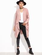 Shein Pink Waterfall Collar Duster Coat