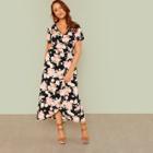 Shein Plus Flower Print Wrap Dress