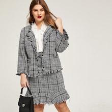 Shein Plus Frayed Edge Open Front Coat