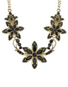 Shein Black Rhinestone Flower Necklace