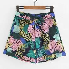 Shein Foliage Print Knotted Shorts