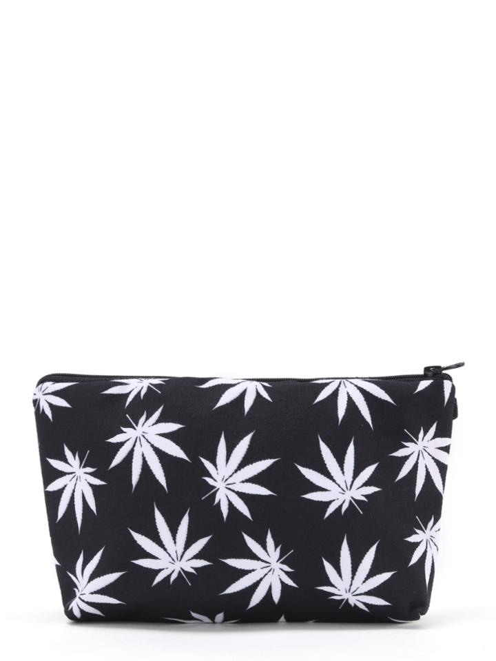 Shein Maple Leaf Print Zipper Pouch