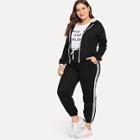 Shein Plus Hooded Sweatshirt With Side Stripes Sweatpants