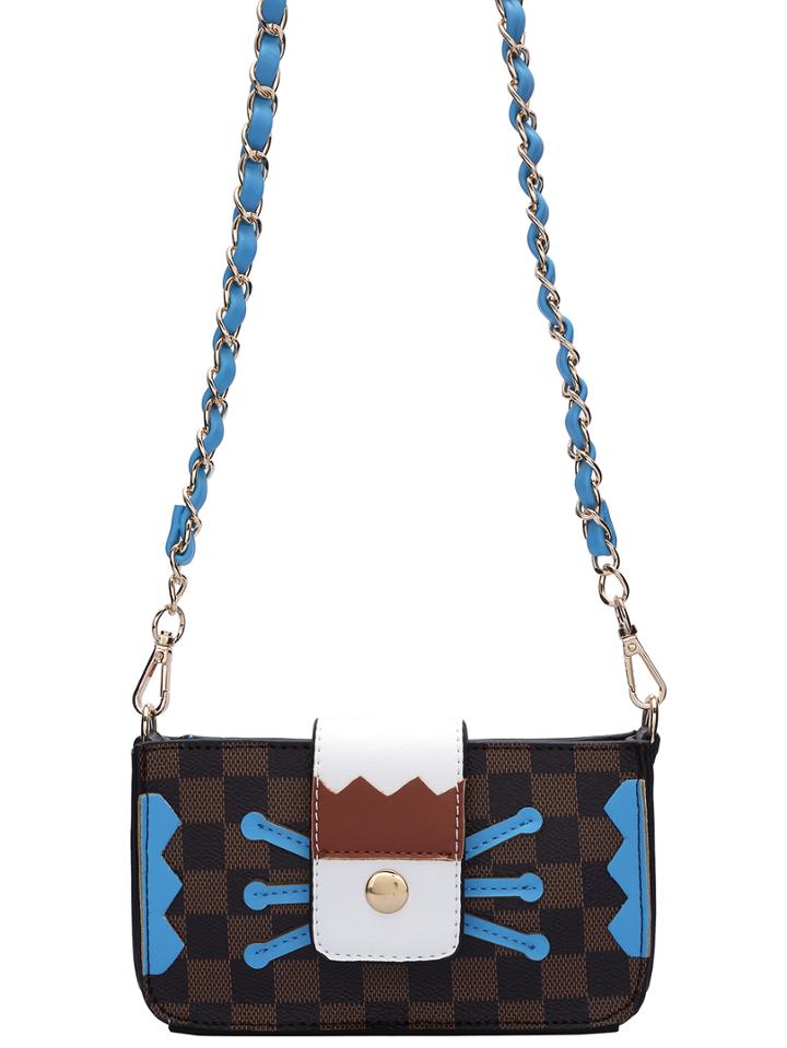 Shein Color-block Plaid Pu Bag
