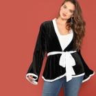 Shein Plus Contrast Binding Trumpet Sleeve Coat