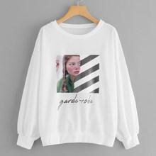 Shein Plus Figure And Letter Print Sweatshirt