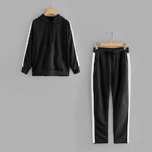 Shein Contrast Tape Sweatshirt With Drawstring Pants