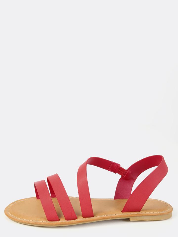 Shein Open Toe Strappy Sandals Red
