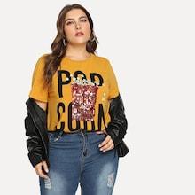 Shein Plus Popcorn Print T-shirt
