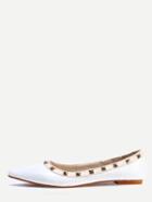 Shein White Pointed Toe Studded Flats